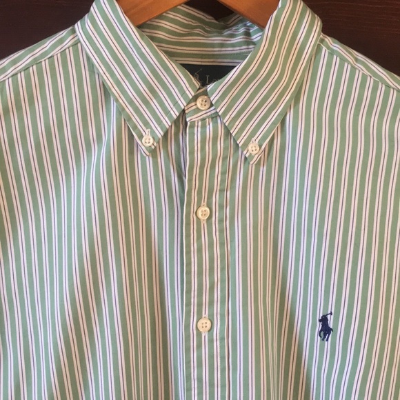 🦊 Ralph Lauren LS green & blue stripe. 16.5 36/37 - Picture 2 of 4